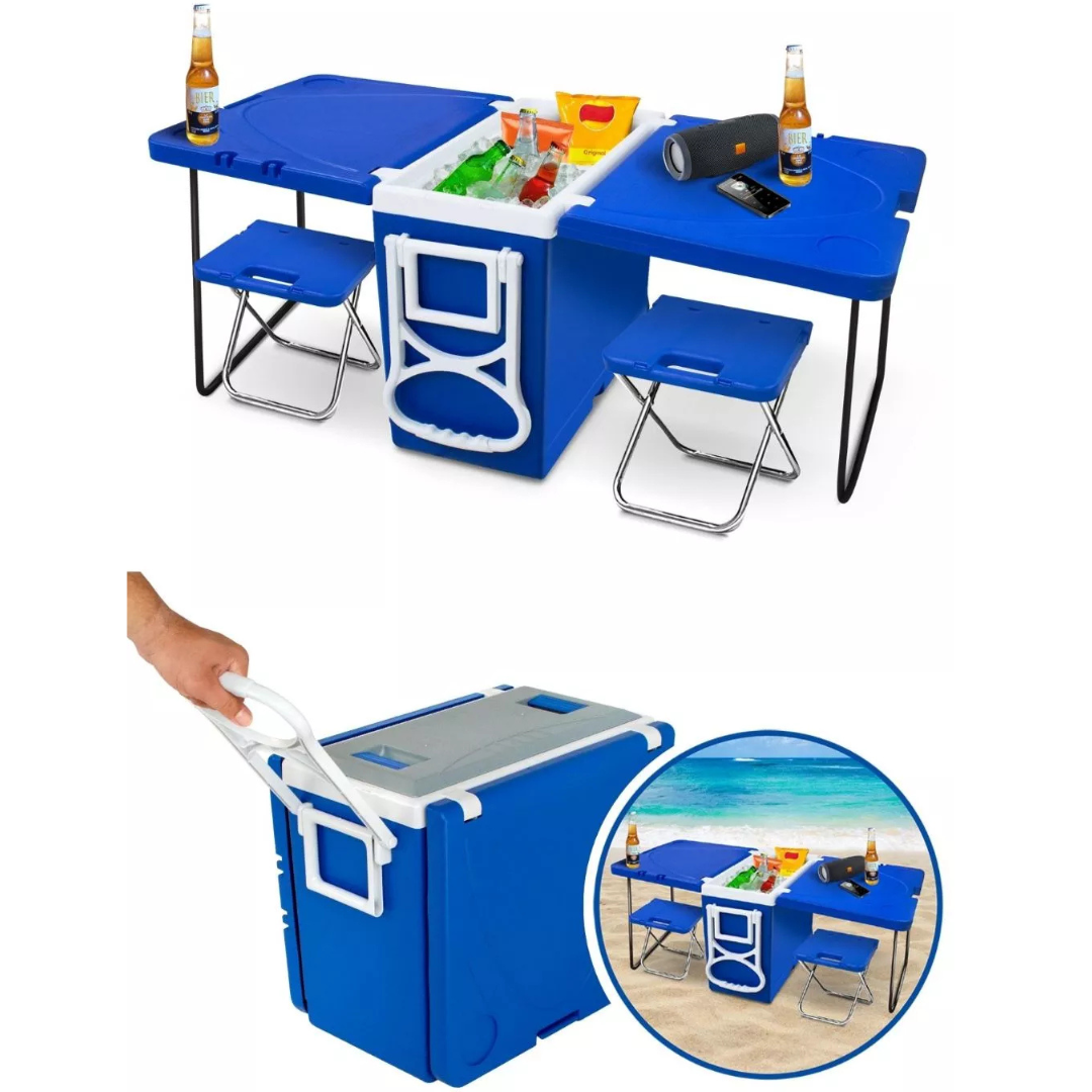 SmartCooler 5 em 1 – Mesa, Cadeiras e Térmica + [FRETE GRÁTIS🔥]
