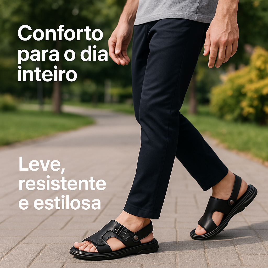 Sandália Ortopédica Masculina em Couro
