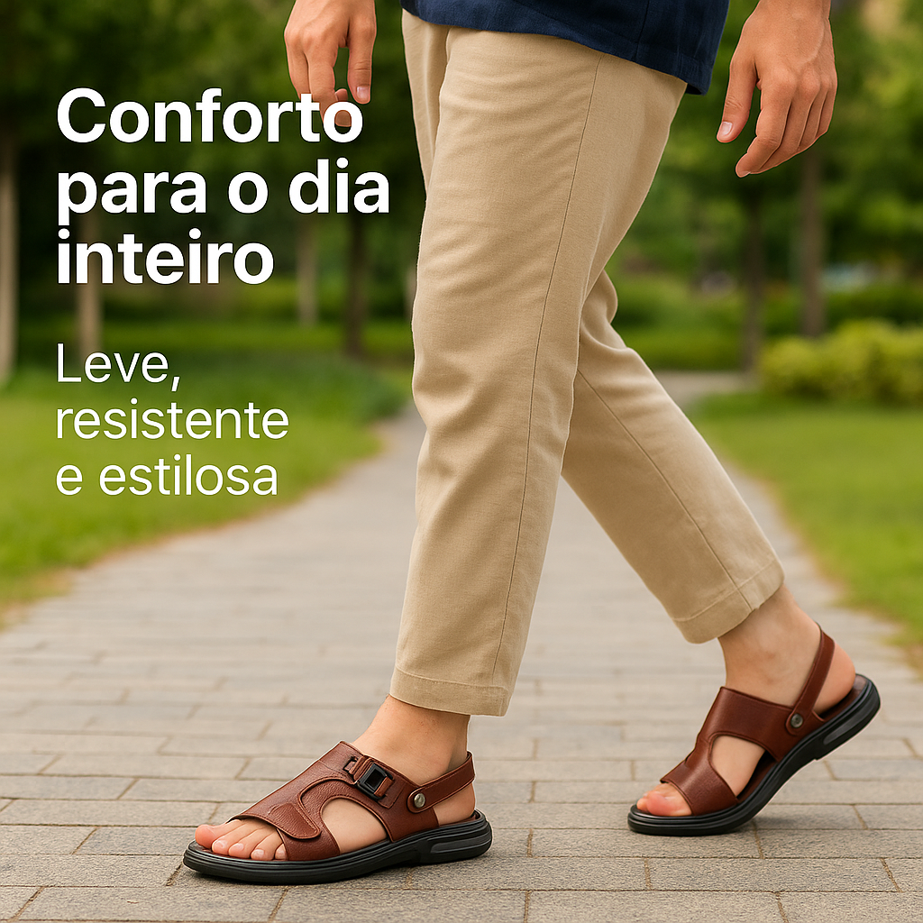 Sandália Ortopédica Masculina em Couro