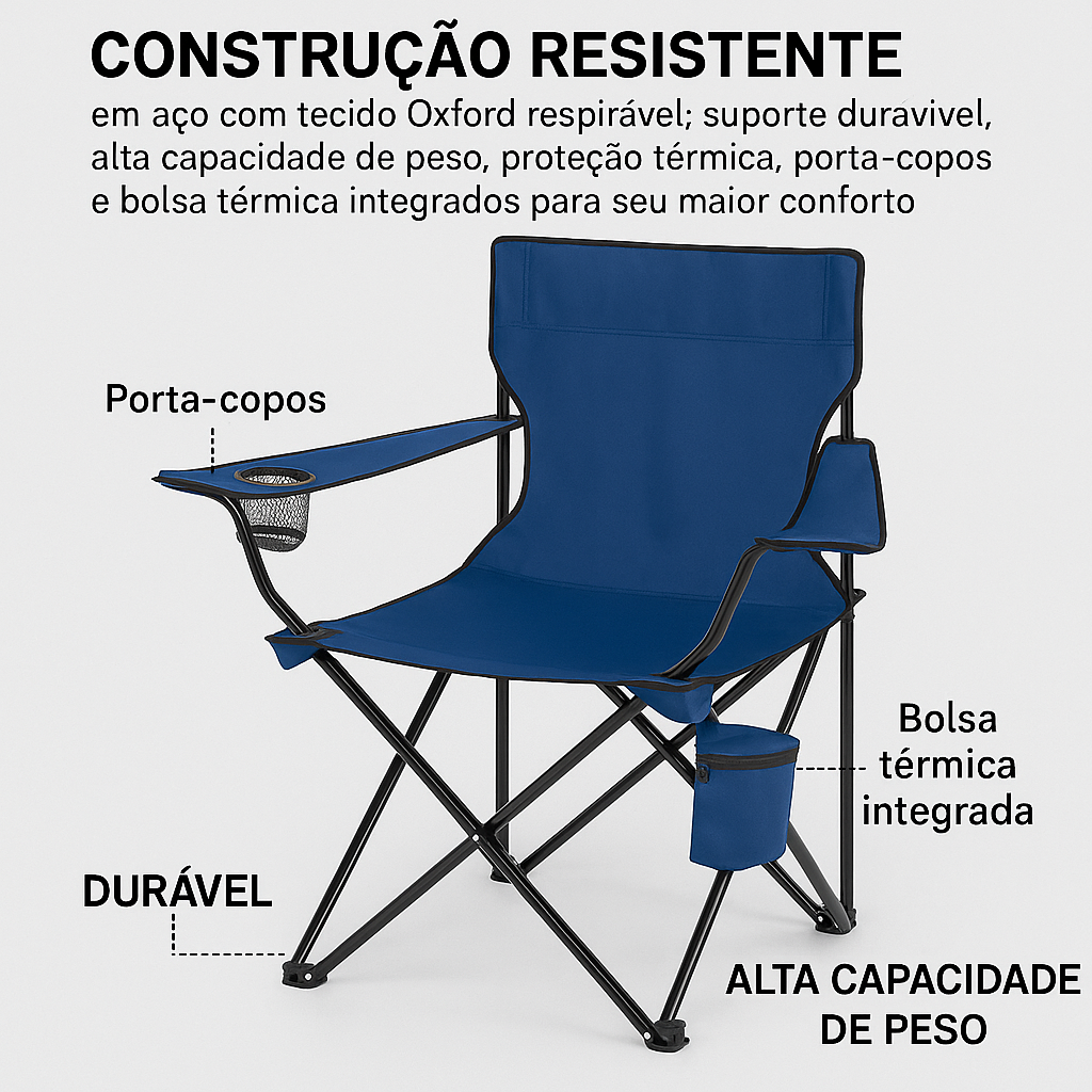 Cadeira de Praia com Guarda-Sol e Mesa + Frete Grátis