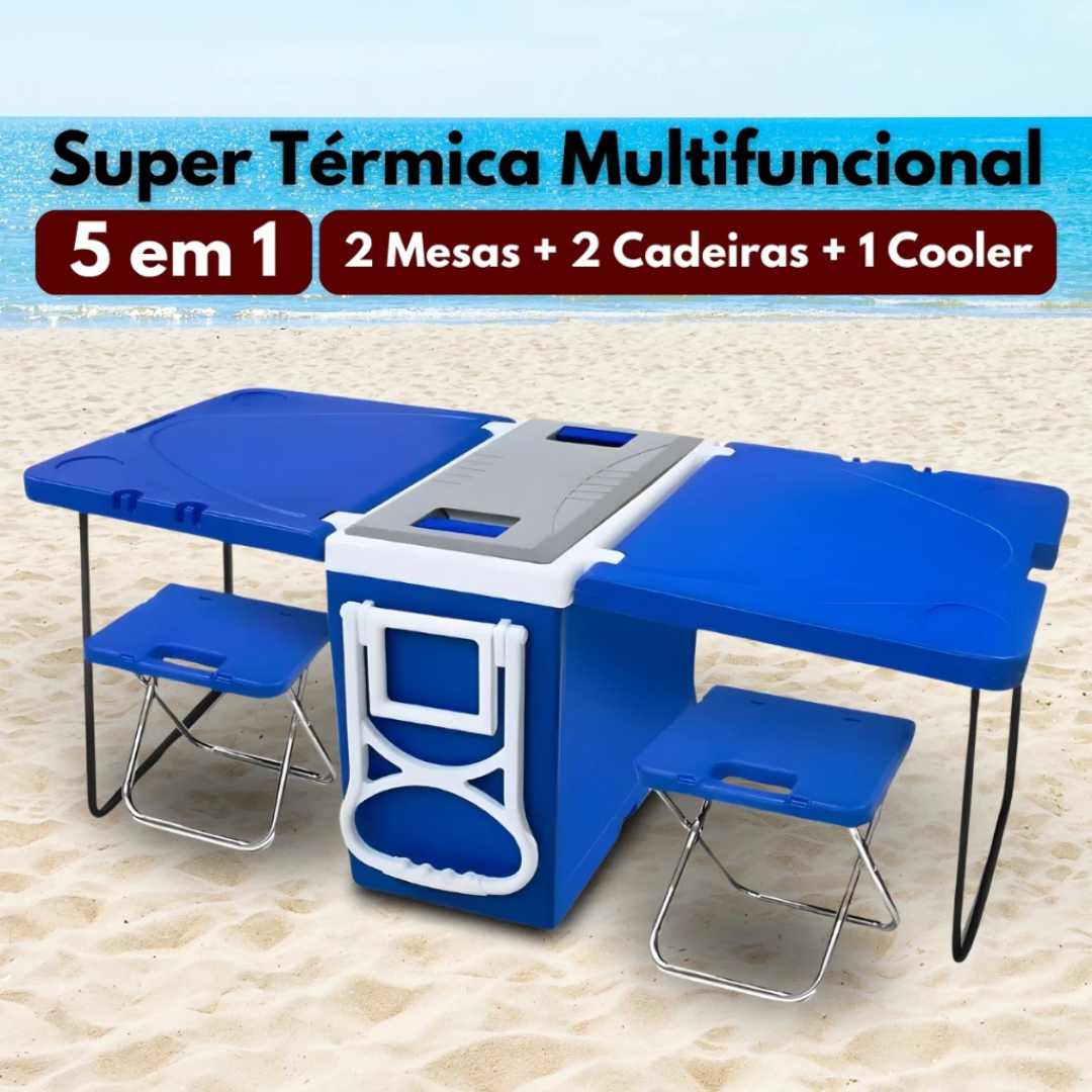 SmartCooler 5 em 1 – Mesa, Cadeiras e Térmica + [FRETE GRÁTIS🔥]